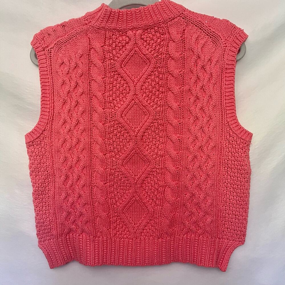 She Sky Cable Knit Sweater Vest Sz L Coral Preppy Coastal Y2K Spring Cottage NWT - Picture 12 of 12